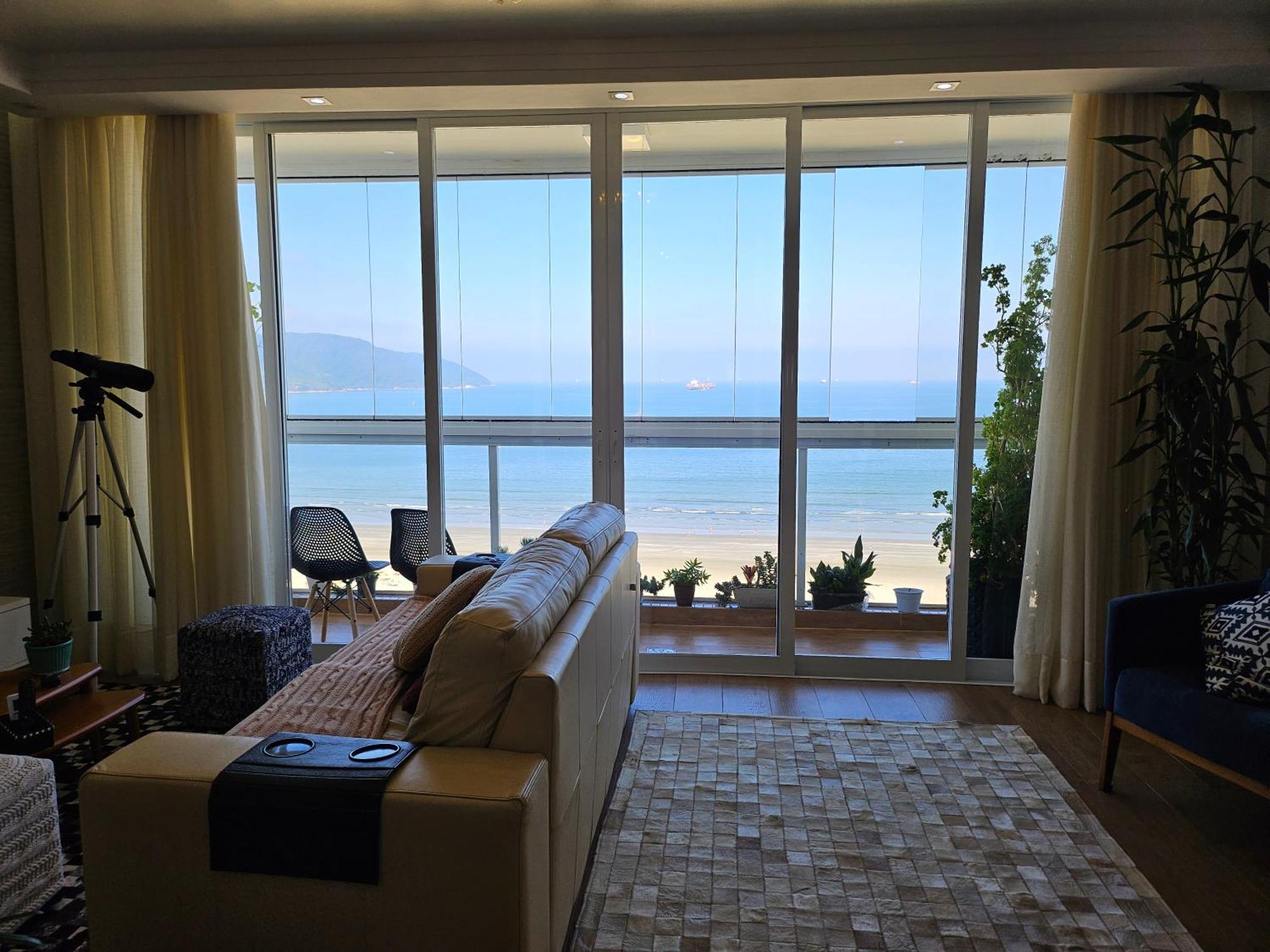 Apartamentos Na Praia Do Gonzaga Frente Mar Com Estacionamento 산토스 객실 사진